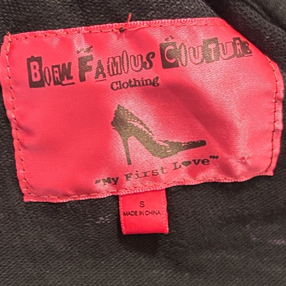 Vintage Y2K Born Famous Couture Pop Punk Mall Goth Emo Hoodie w Zipper Heart - Picture 6 of 8